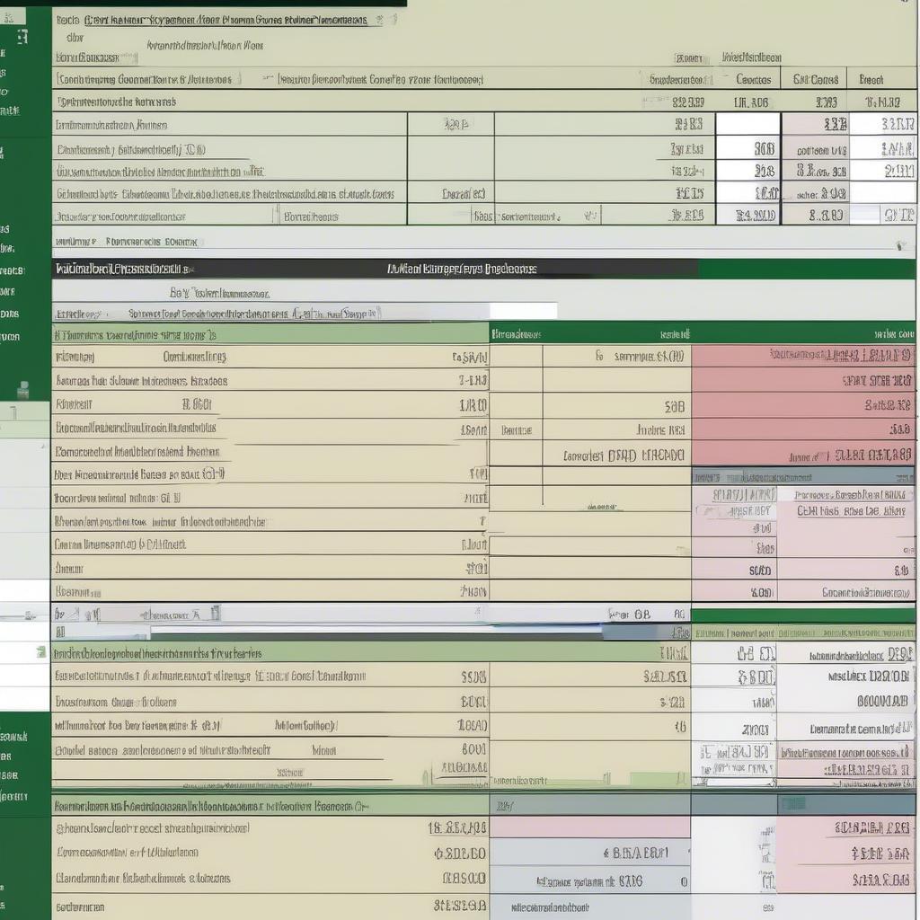 Detailed view of a construction material list in Excel