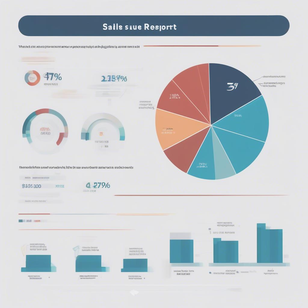 Các chỉ số quan trọng trong báo cáo doanh thu bán hàng: Biểu đồ tròn thể hiện tỷ lệ doanh thu, chi phí và lợi nhuận