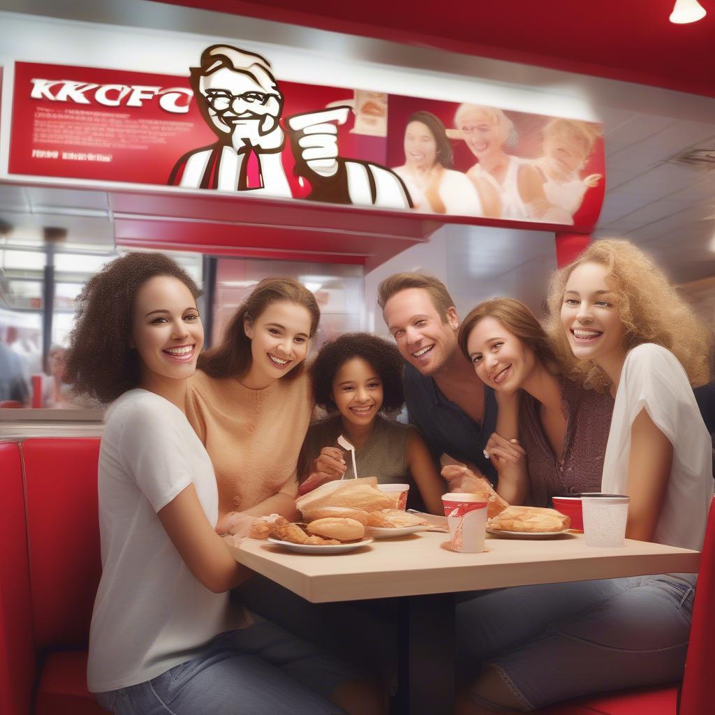 Thực khách thưởng thức gà rán KFC